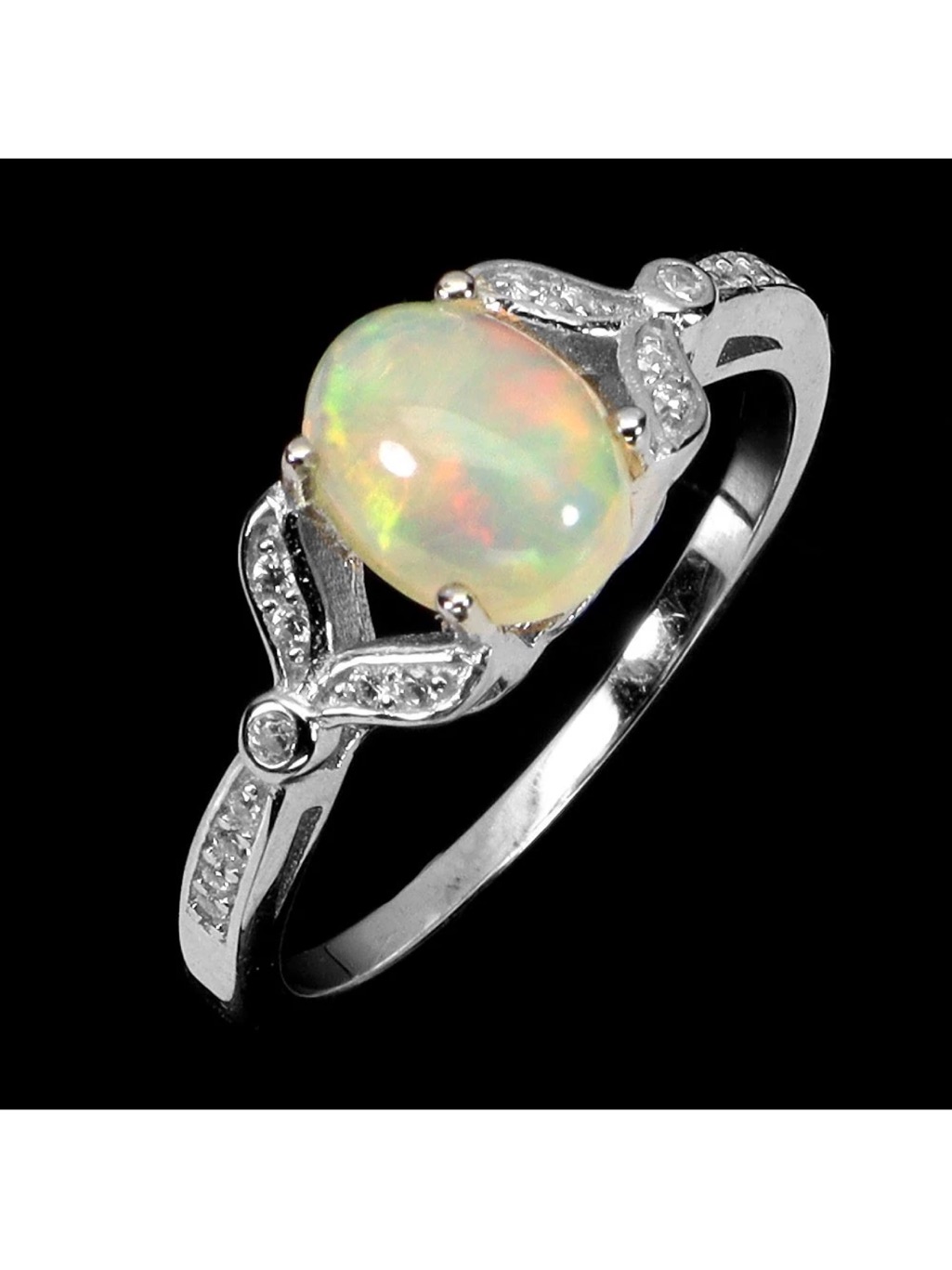Stunning Play Of Color Natural Fire Opal 8x6mm Ring In 925 Sterling Silver Sz 7